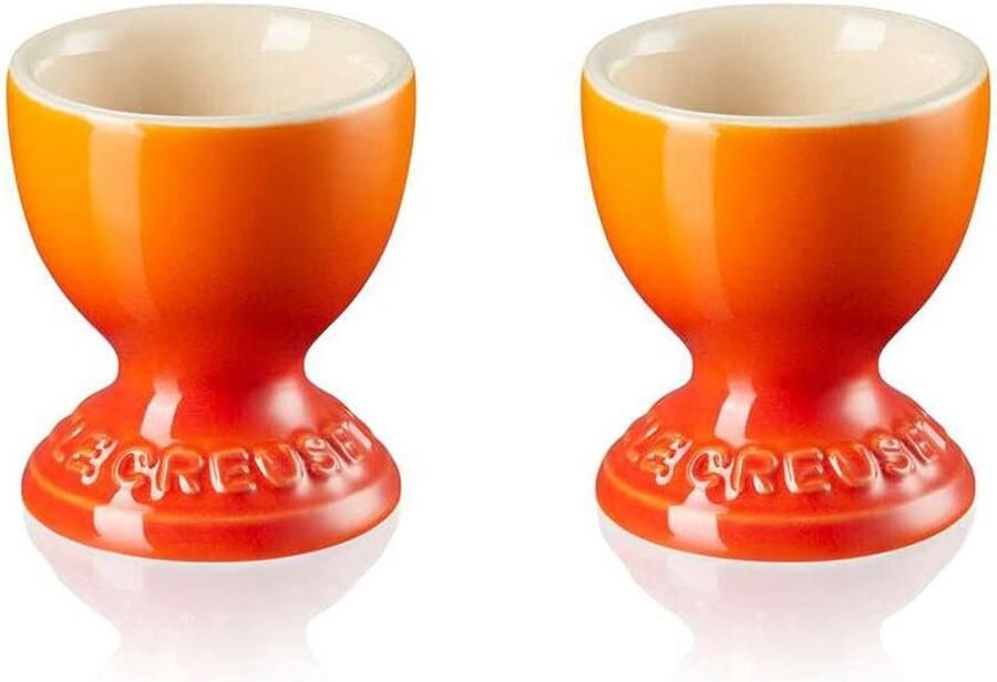Set van 2 Steengoed Eierdopjes met Voet voor Ontbijt