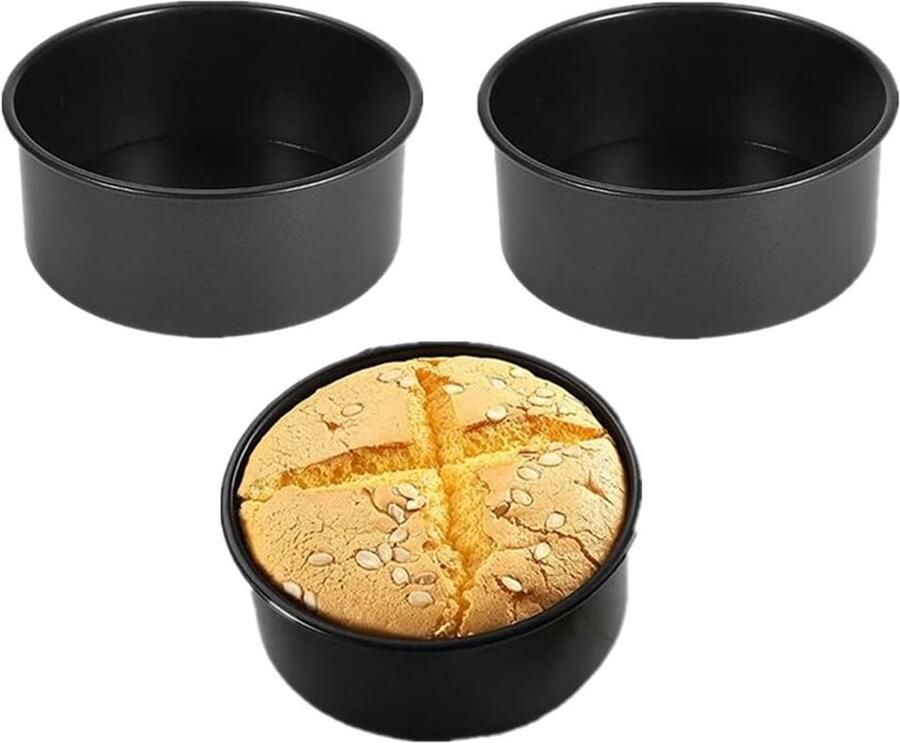Set van 2 Stuks 5 Inch Zwarte Cakepannen Mini Cakepannen voor Taart Pizza en Quiche Bakken Ideaal voor Familiebijeenkomsten