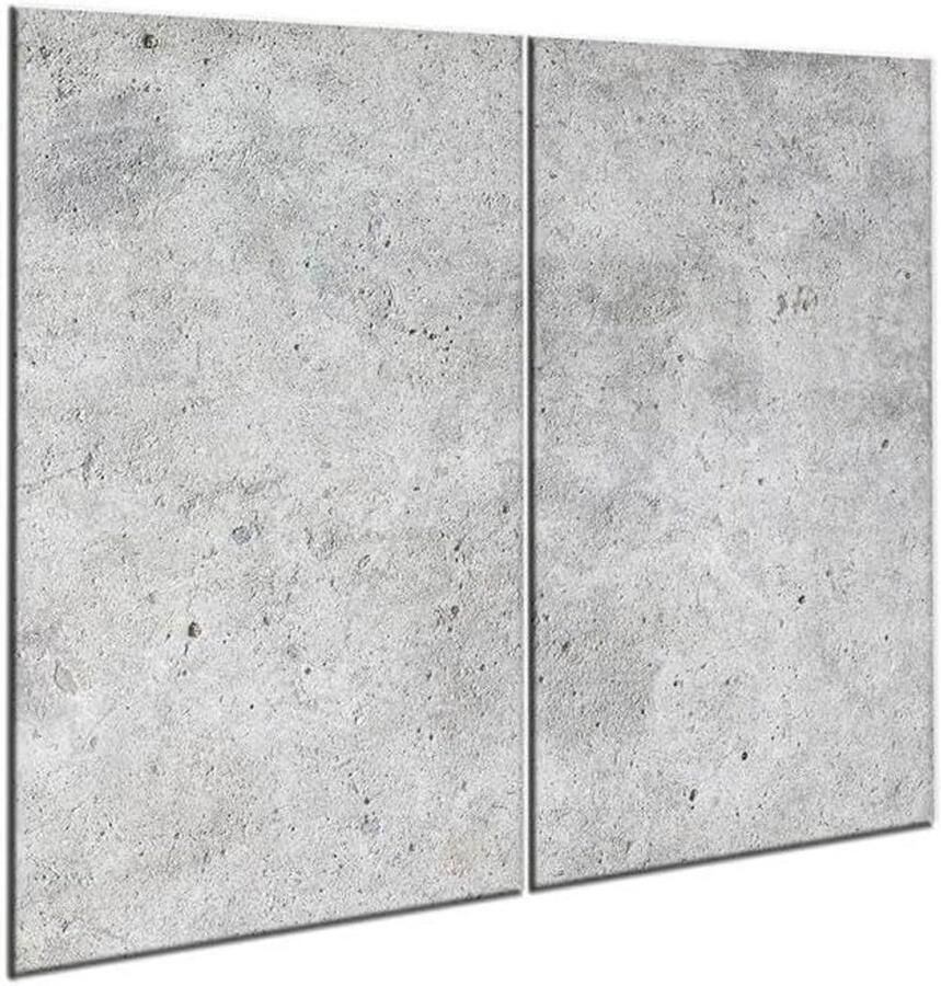 Set van 2 Stuks Glazen Kookplaat Afdekplaten Grijs Modern Spatscherm