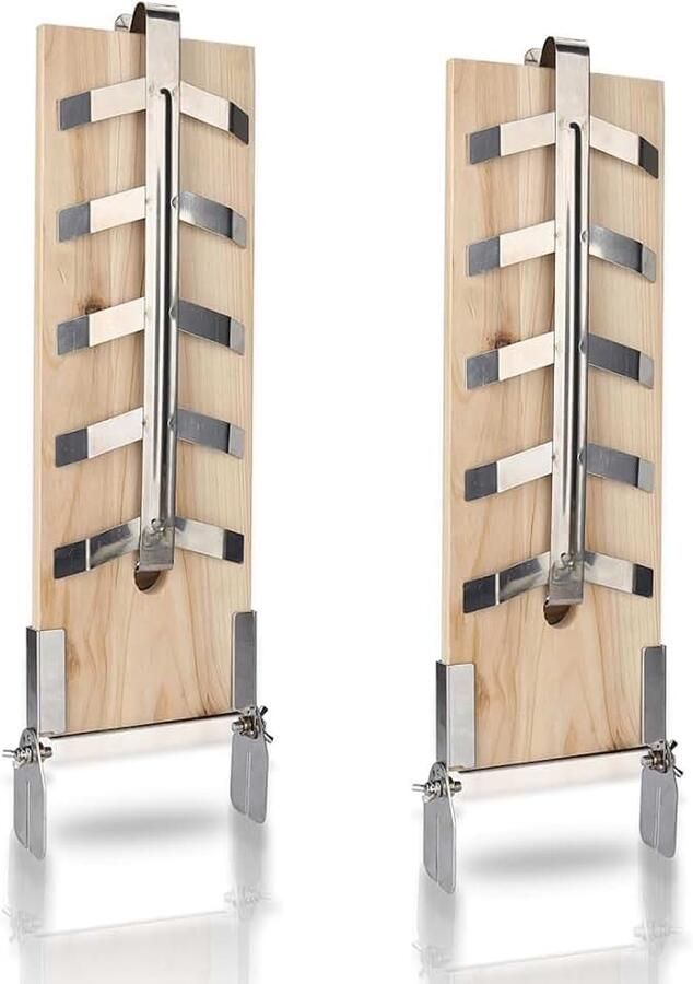 Set van 2 stuks van cederhout verstelbare roestvrijstalen houders voor rookzalm en grill perfect voor rokerige aroma's op de outdoor-grill of vuurschaal