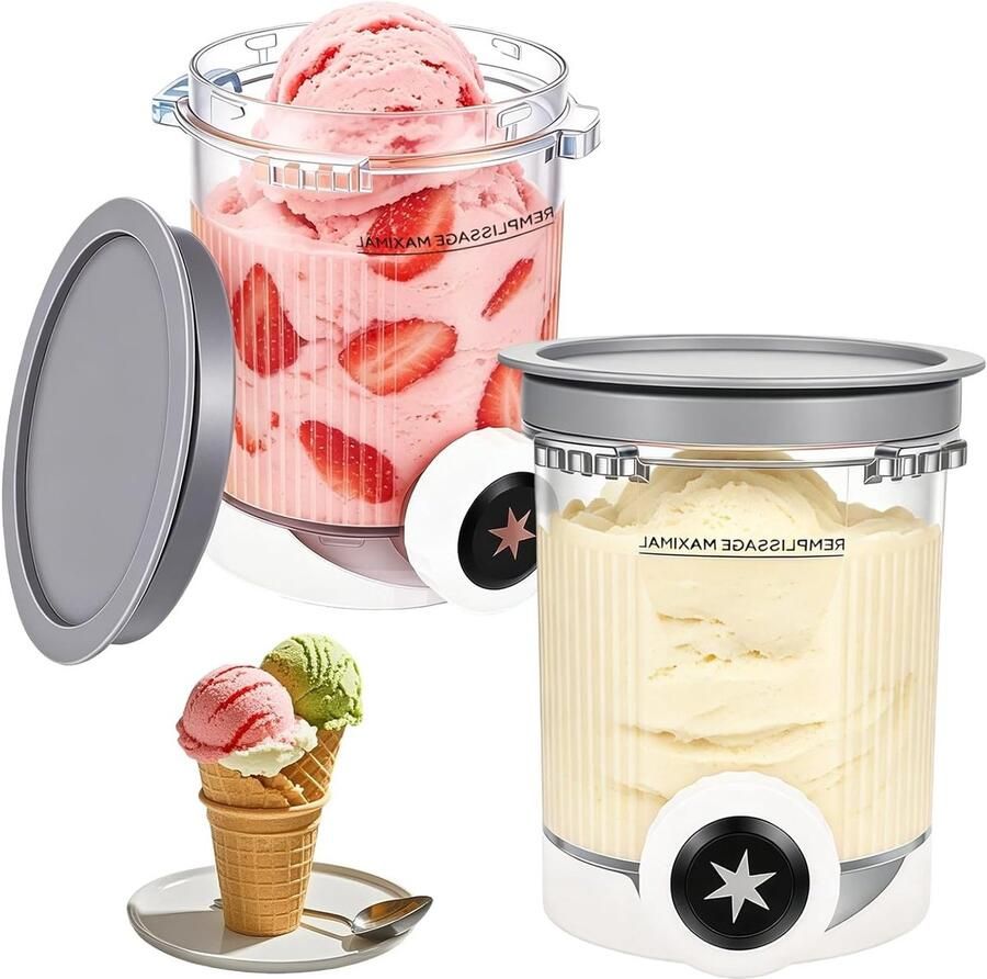 Set van 2 Swirl containers van 500ml voor ijsbereiding BPA-vrij accessoires voor ijsmachine en Creami