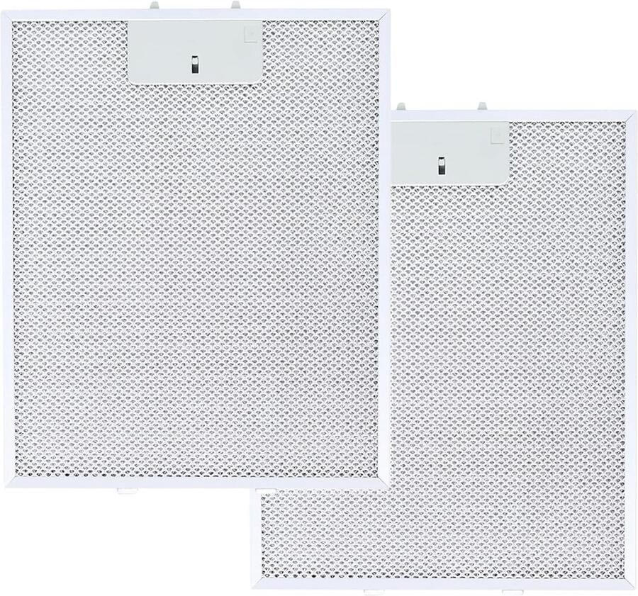 Set van 2 universele vervangingsfilters voor afzuigkappen metalen vetfilter voor kookplaat (300 x 250 x 9mm) ideaal voor keukenventilatie en vetafzuiging