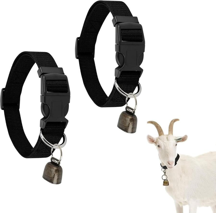 Set van 2 Verstelbare Schapendekens met Bel voor Kleine Boerderijdieren Geschikt voor Geiten en Koeien Snelsluiting en Anti-Verlies Functie