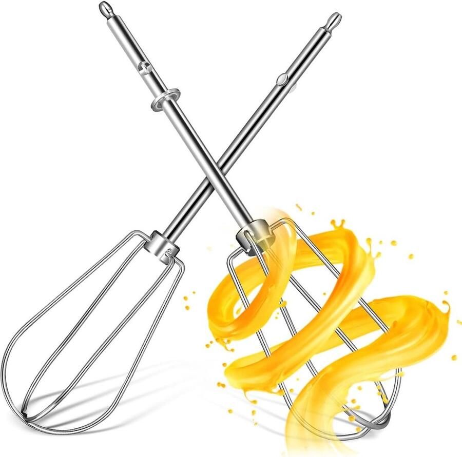 Set van 2 Vervangende Roerstaafjes van RVS voor Handmixer Duurzame Klopaccessoires voor Perfect Mixen Eiwitten Kloppen en Sauzen Maken in de Keuken