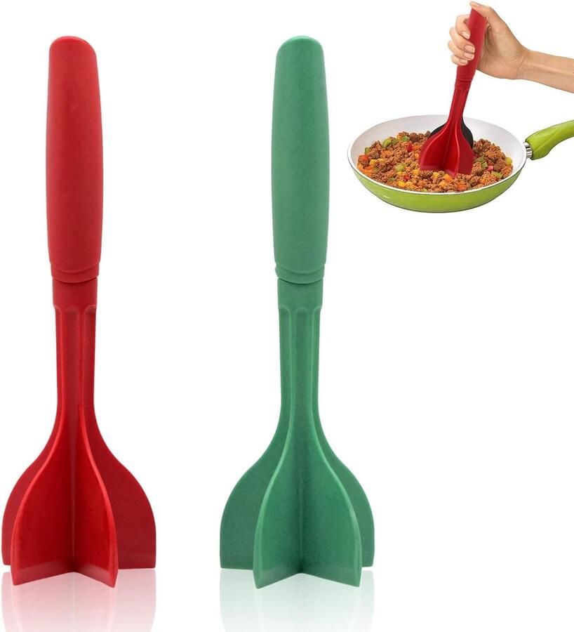 Set van 2 vleesmolen multifunctionele hittebestendige vleesmolen voor rundvlees hamburger groenten fruit (rood en groen)