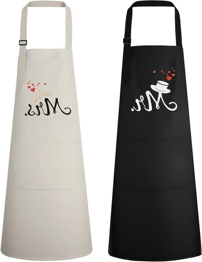 Set van 2 Waterdichte Keuken Schorten Verstelbaar met Pocket voor Koken en Tuinieren Ideaal voor Hobbykoks en Tuinliefhebbers