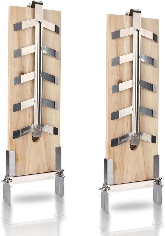 Set van 2 zalmplanken voor het grillen van cederhout met roestvrijstalen houder 5 hoekniveaus 46 x 15 5 cm voor vuurschaal barbecue vuurkorf