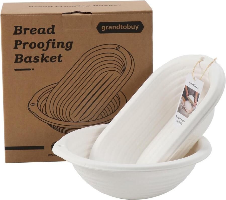 Set van 2 Zuurdesem Bewijsmanden 10 Rond en 11 Ovaal voor Perfect Brood Bakken