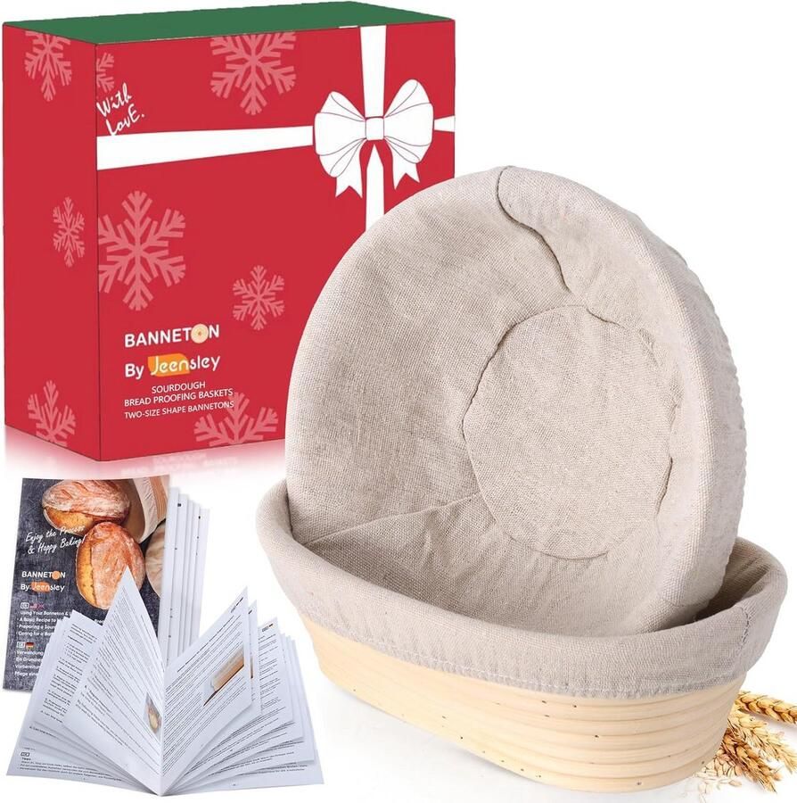 Set van 2 Zuurdesem Brood Proofing Manden Rond en Ovaal met Voeringen