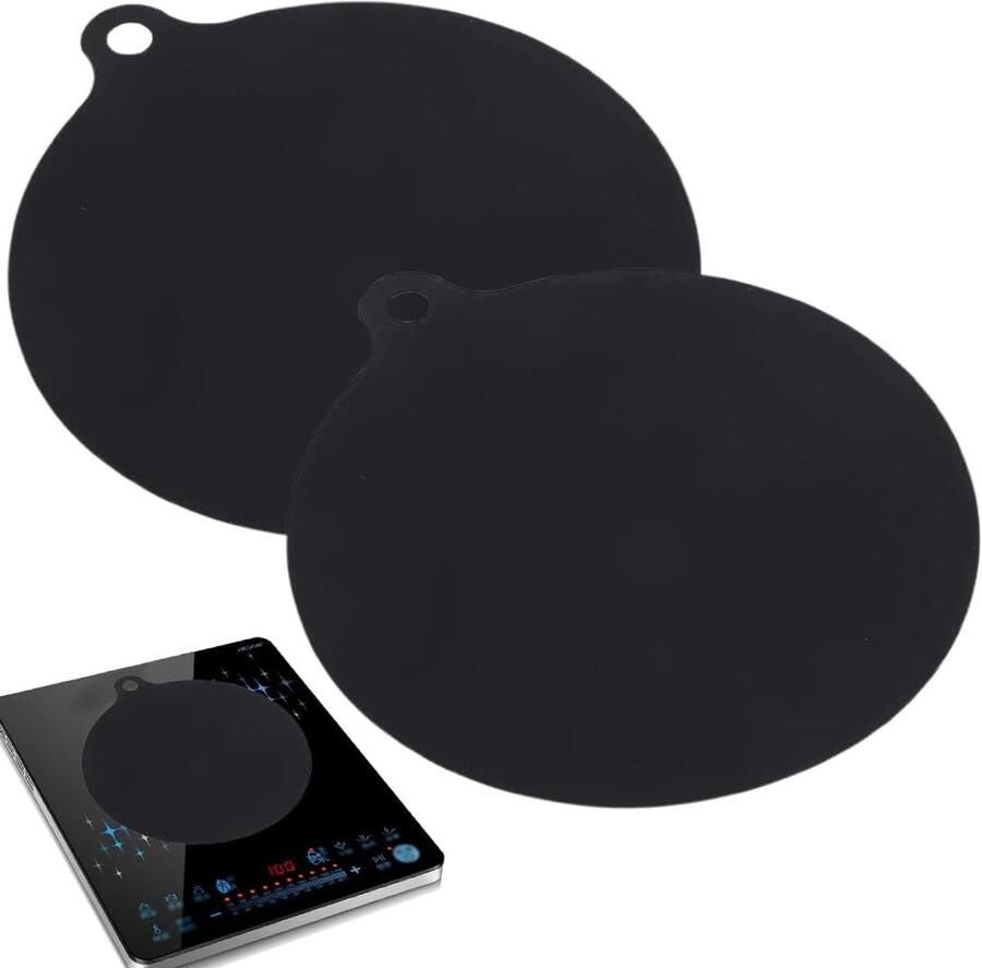 Set van 2 zwarte silicone matten voor inductiekookplaat beschermende en antislip matten voor keukenaccessoires