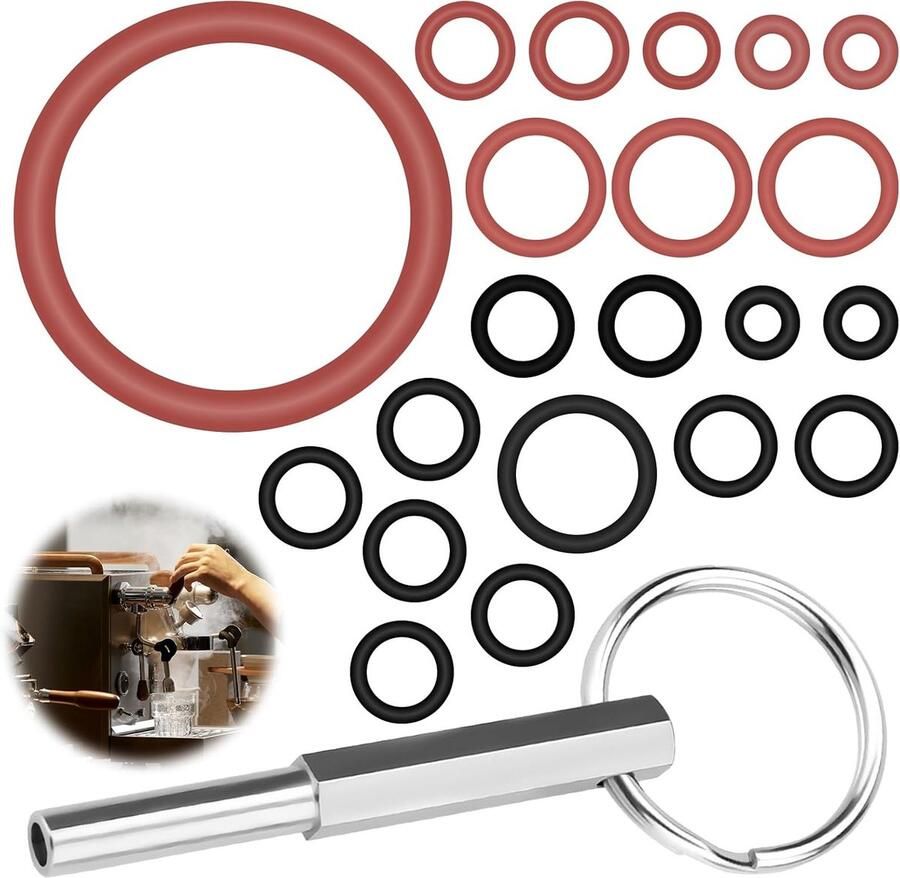 Set van 22 Ovale Hoofd Sleutels en Reserveonderdelen voor Volautomatische Koffiemachines Inclusief Sleutelring en Sealing Ring voor Reparatie en Onderhoud