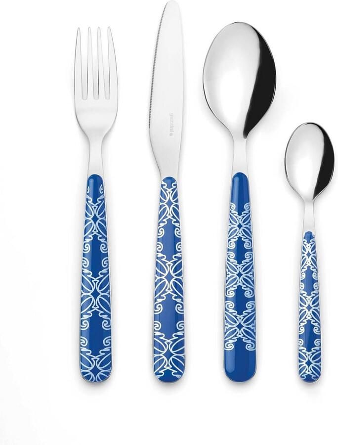 Set van 24 RVS Bestek met Decoratieve Kunststof Handvatten