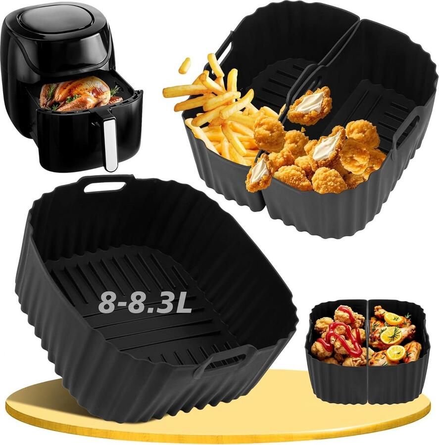 Set van 3 Airfryer Siliconen Bakvormen voor 8 Liter Heteluchtfriteuses