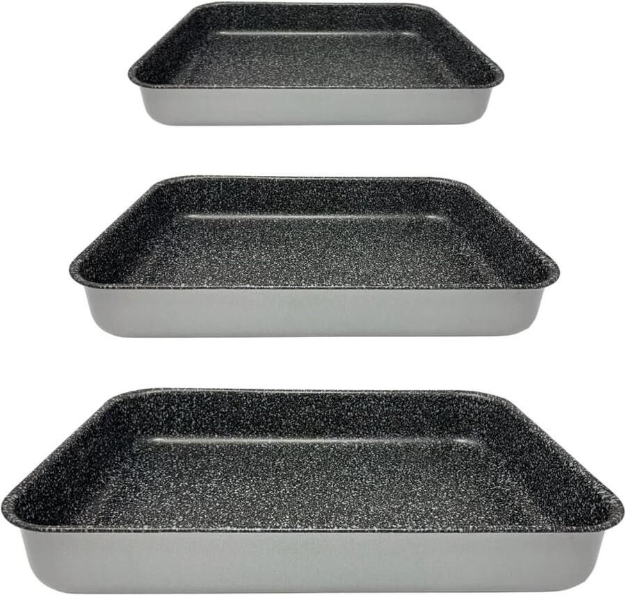 Set van 3 Aluminium Bakplaten met Antiaanbaklaag Vaatwasmachinebestendig Maten