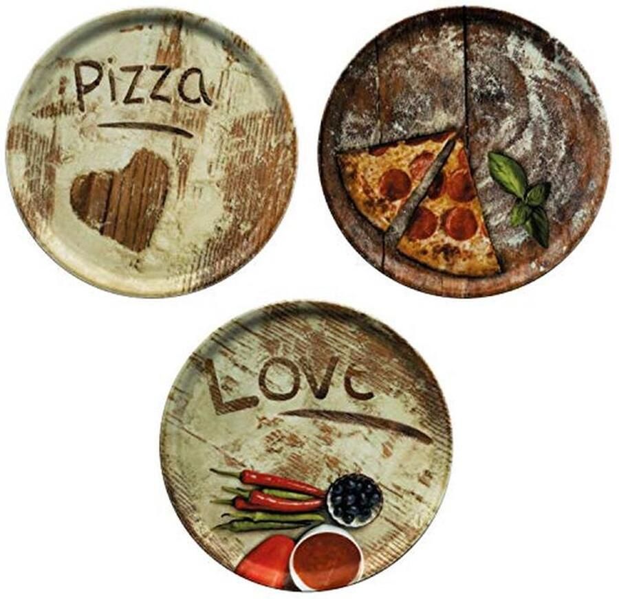 Pizzaborden Set Grote Borden Pizza Serveren Volledige Decoratie Ø 333 cm Multicolor