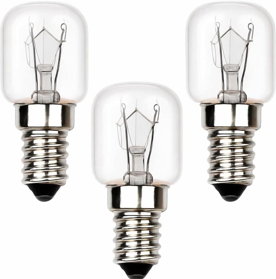 Set van 3 E14 25W Ovenlampen Warm Wit 2700K Geschikt voor Oven Magnetron en Koelkast tot 300°C