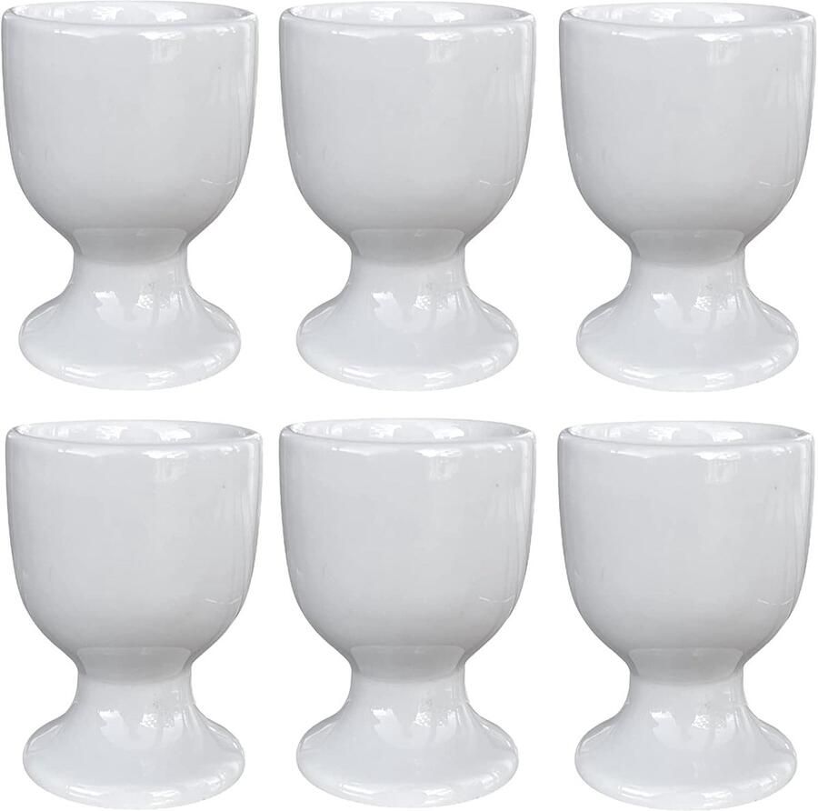 Set van 3 eierdopjes van porselein ca. 6 5 x 5 cm (wit)