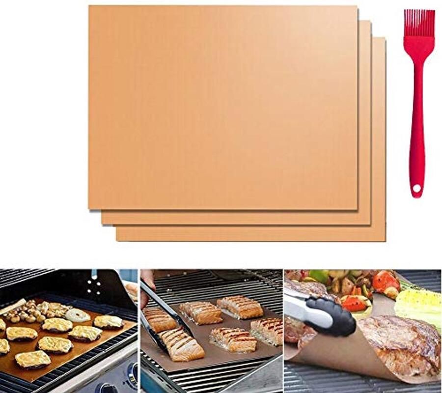 Set van 3 Herbruikbare Duurzame Hittebestendige BBQ Grillmatten