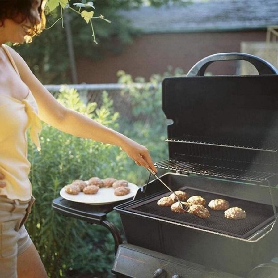 Set van 3 Herbruikbare Grillmatten met Antiaanbaklaag 42 x 36 cm Voor Gas- Houtskool- en Elektrische Grill BBQ Accessoires en Koken