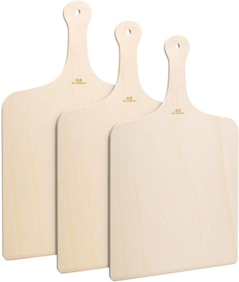 Set van 3 Houten Pizza Scheppen voor het Maken van Perfecte Pizza's Thuis