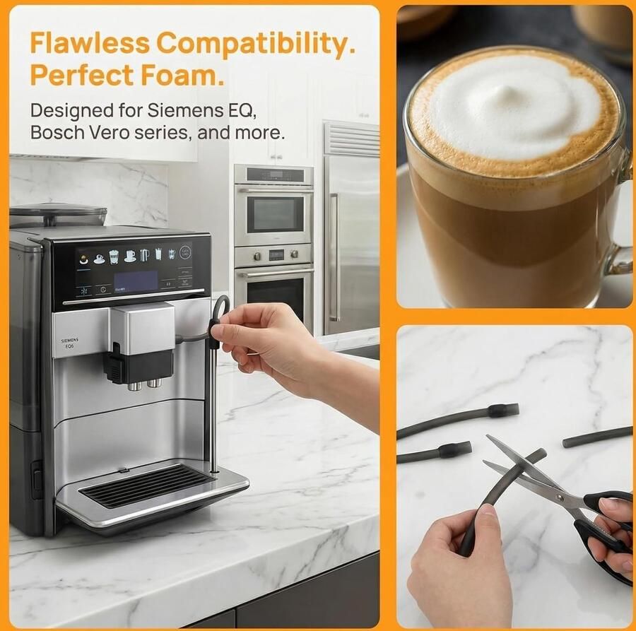 Set van 3 Melkslangen voor Siemens EQ6 en Bosch VeroAroma Volautomatische Koffiemachines Voedselveilig Silicoon Vervangingsonderdelen voor Koffieliefhebbers