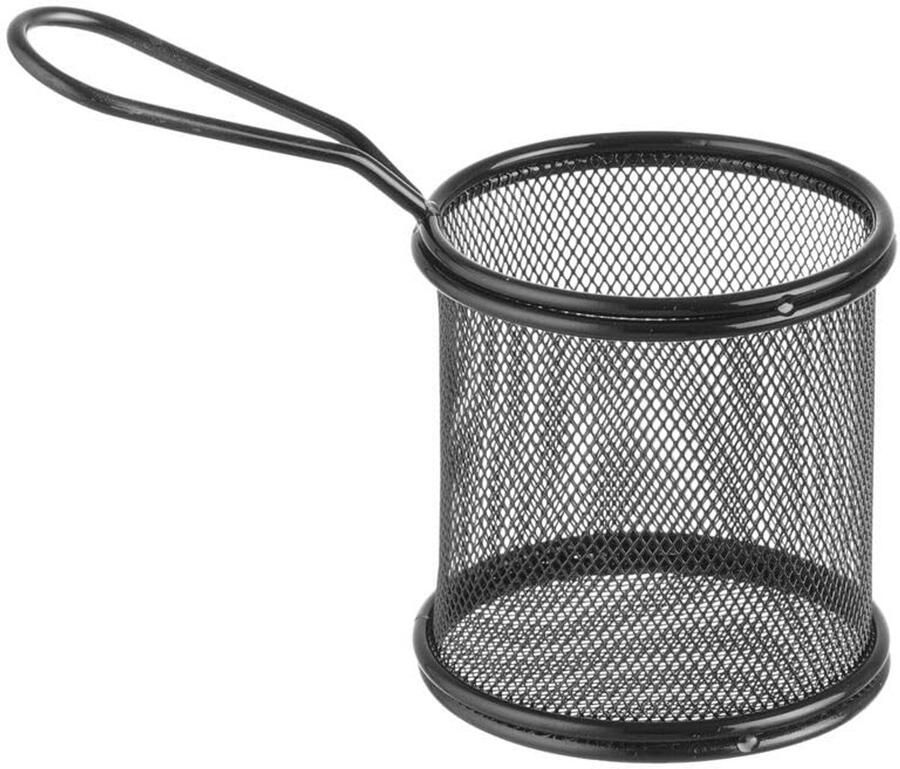 Set van 3 Mini Frituurmandjes Zwart gecoat Ideaal voor hapjes en presentatie
