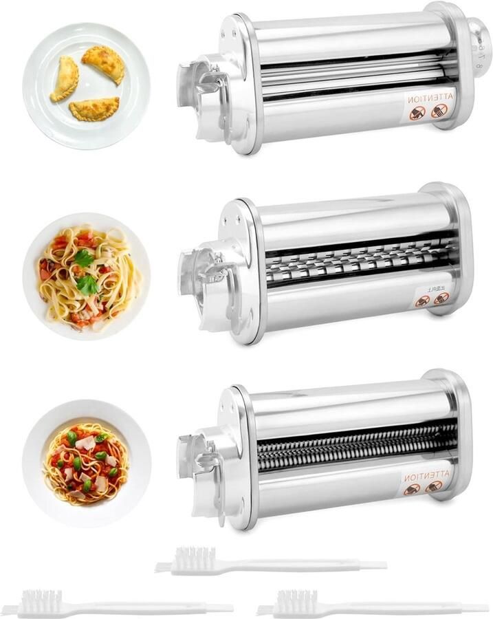 Set van 3 pastarollers en spaghetti- en fettuccine-snijders pastaattributen voor Bosch MUM5 en MUM4 foodprocessors - Foto 1