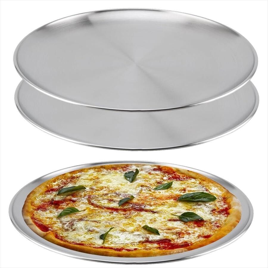 Set van 3 Ronde Pizza Platen van RVS 26 cm Ideaal voor Camping Bakken en BBQ