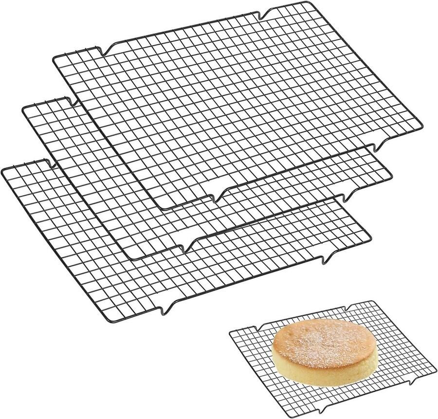 Set van 3 Rvs Koelrekken van 40 cm voor Bakken Oven en Taartdecoratie