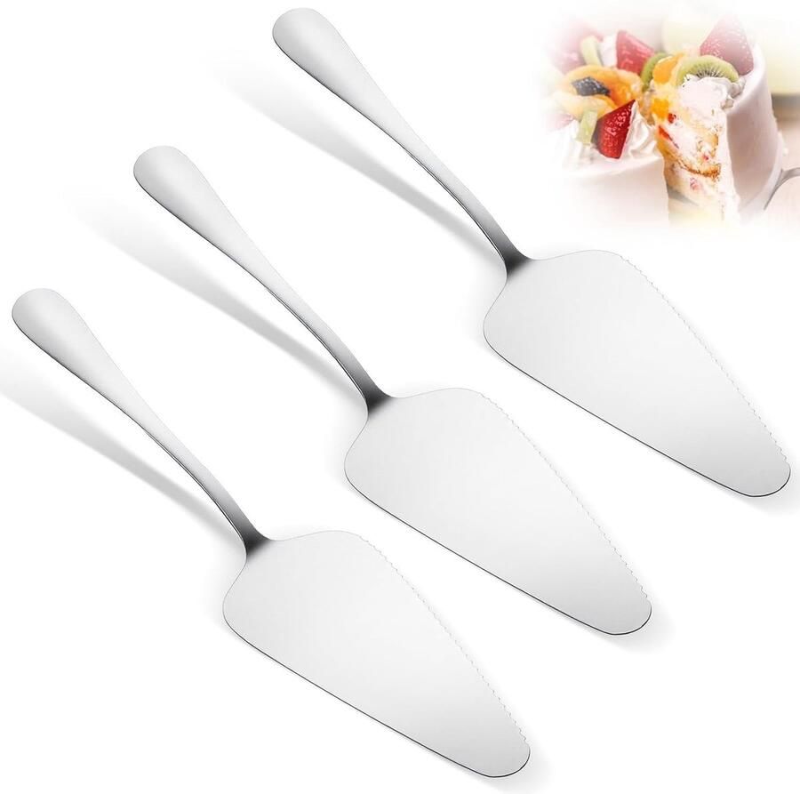 Set van 3 RVS Taartservers Veelzijdige Snij- en Serveeraccessoires voor Taarten Pizza en Lasagne Vaatwasserbestendig Keuken- en Restaurantgerei
