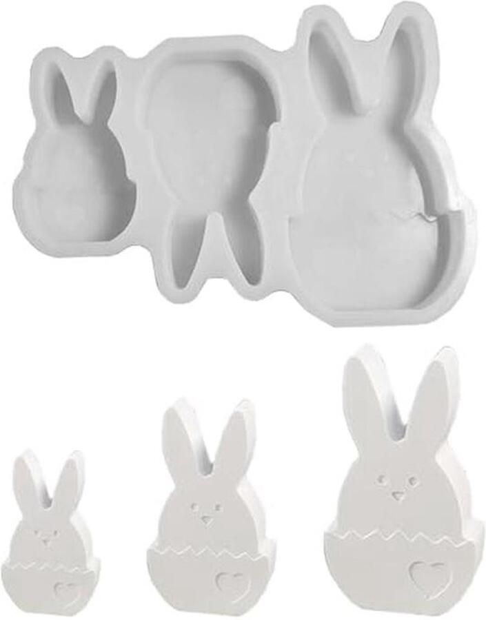 Set van 3 Silicone Vormpjes voor Pasen Eitjes en Konijnen