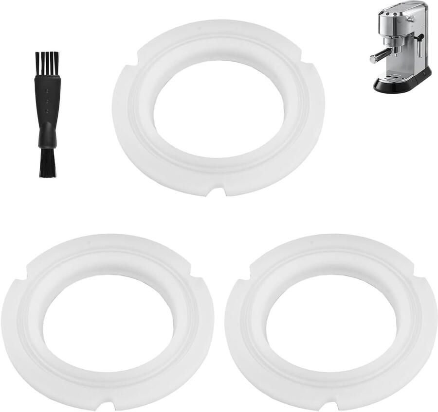 Set van 3 Siliconen Afsluitringen voor Koffiemachines Inclusief Schoonmaakborstel voor Optimale Hygiëne en Prestaties