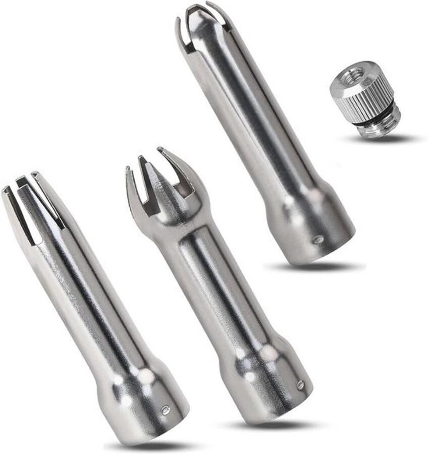 Set van 3 slagroomdispensers en roestvrijstalen spuitmonden voor room crèmes en desserts