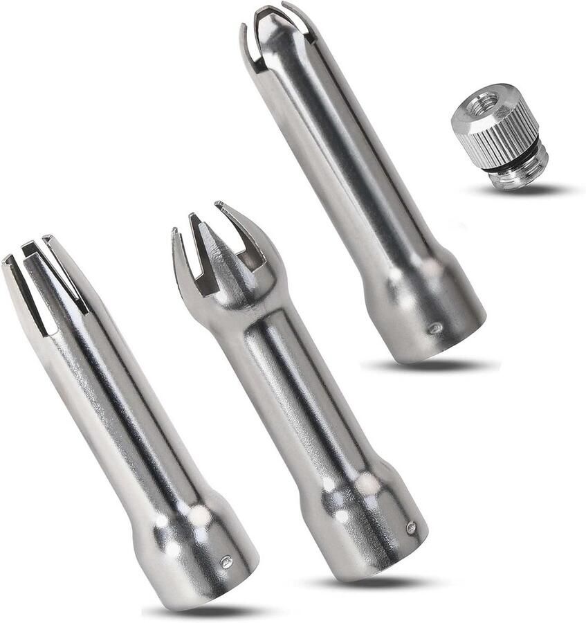 Set van 3 slagroomdispensers en roestvrijstalen spuitmonden voor room crèmes en desserts