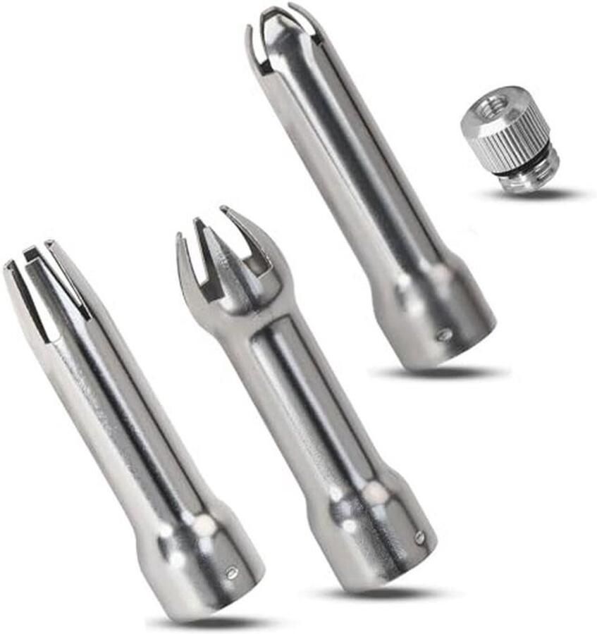 Set van 3 slagroomdispensers en roestvrijstalen spuitmonden voor room crèmes en desserts