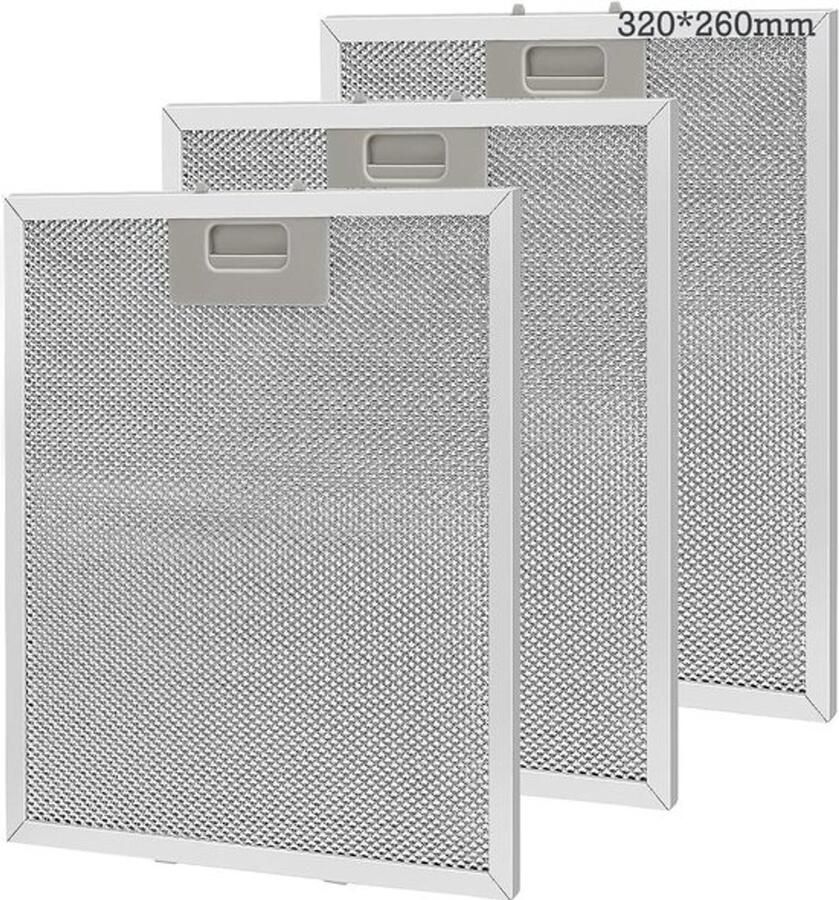 Set van 3 stuks metalen vetfilter 320x260mm aluminium anti-vet wasbaar gaas afzuigkapaccessoire voor afzuigkappen - Foto 1