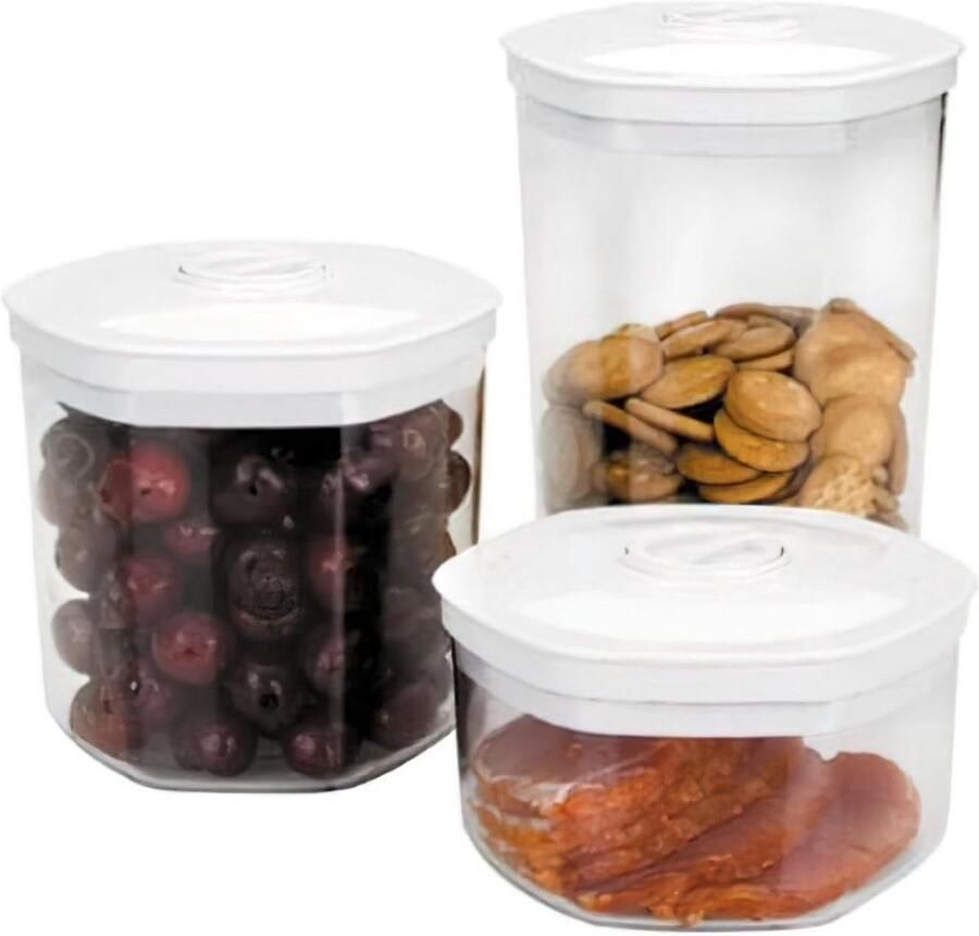 Vacuümcontainers Set Bewaar Sets Voedsel Bewaren BPA-vrij Materiaal 3 Delig Transparant