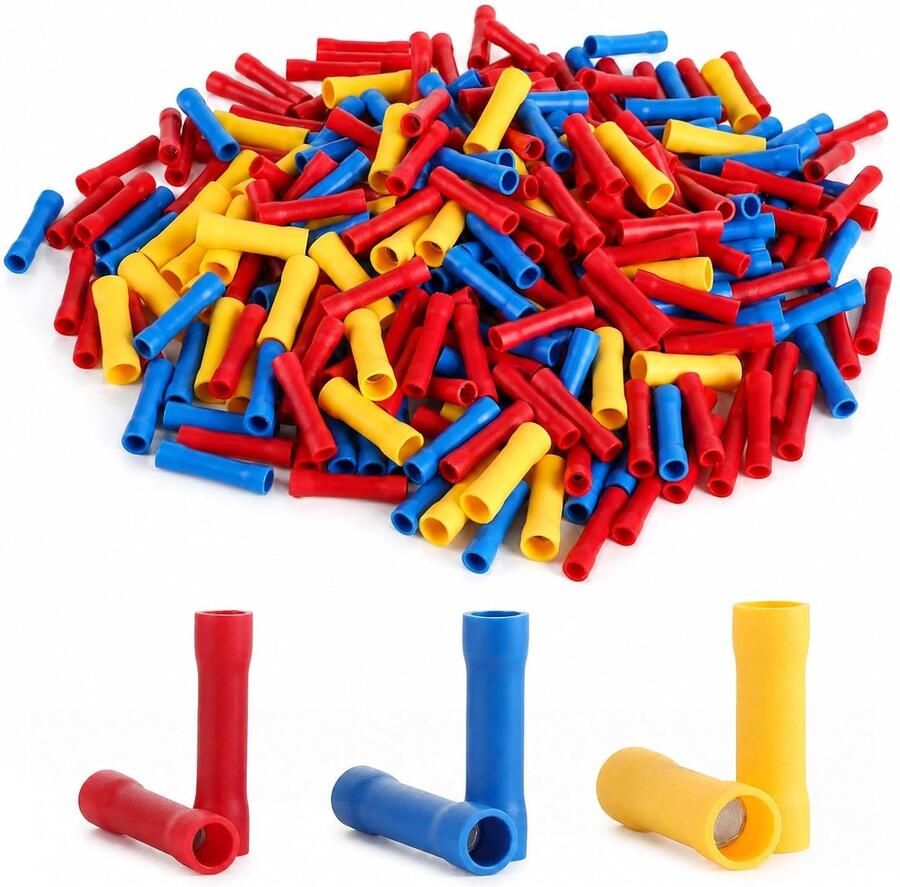 Set van 320 stuks stootverbinders geïsoleerde krimpverbinders kabelverbinders assortiment elektrische stootverbinders kabelschoenen ronde steekhulzen voor kabels van 0 5-6 0 mm² rood blauw