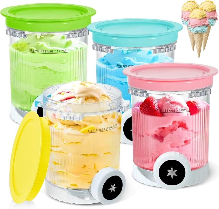 Reservoir voor Ninja Creami Swirl NC701EU 480 ml BPA-vrij en vaatwasmachinebestendig beker compatibel met Ninja Swirl container voor Ninja ijsmachine accessoires (4 stuks)