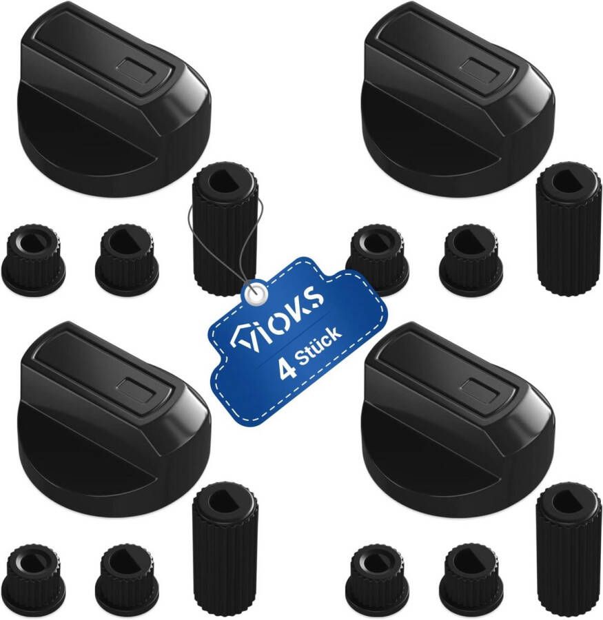 Set van 4 Draaiknoppen voor Fornuis Universele Knoppen metAdapters voor Oven en Kookplaat