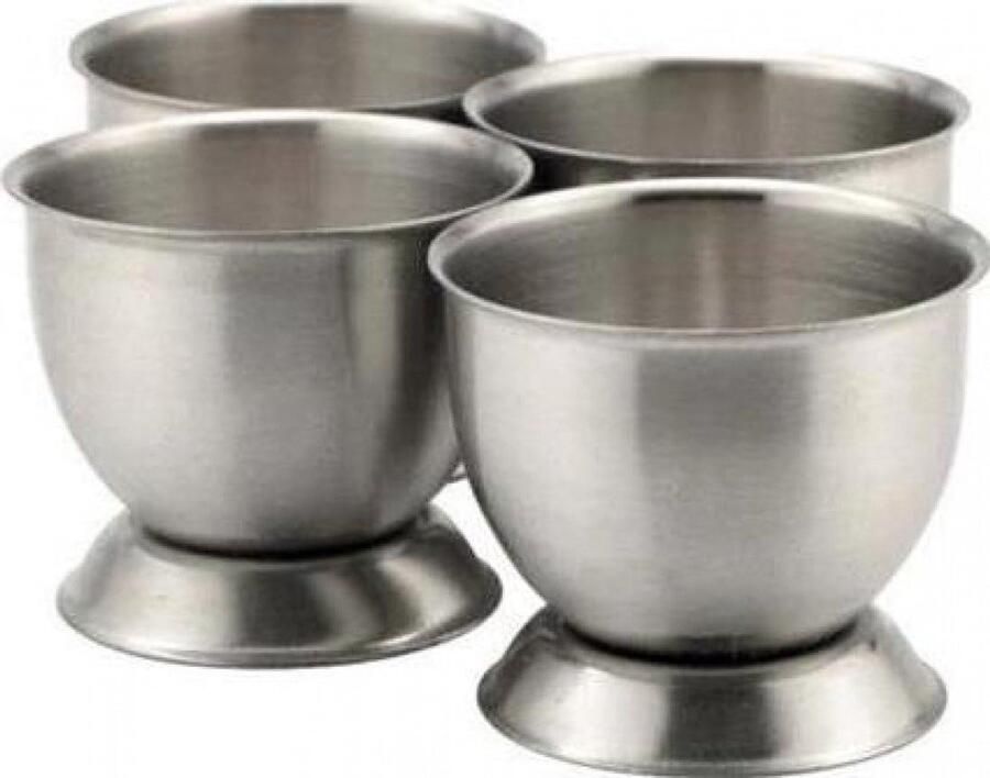 Set van 4 eierdopjes roestvrijstalen eierhouders gekookte eierhouder voor ontbijt duurzame en vaatwasmachinebestendige eierdopjes servies voor ontbijt brunch en keukendisplay