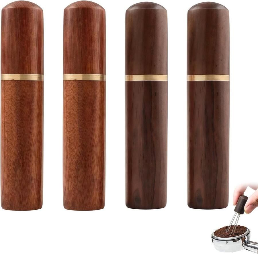 Set van 4 espresso roerders met 0 4 mm naalden van roestvrij staal en houten handvat voor optimale koffie-extractie en barista accessoires