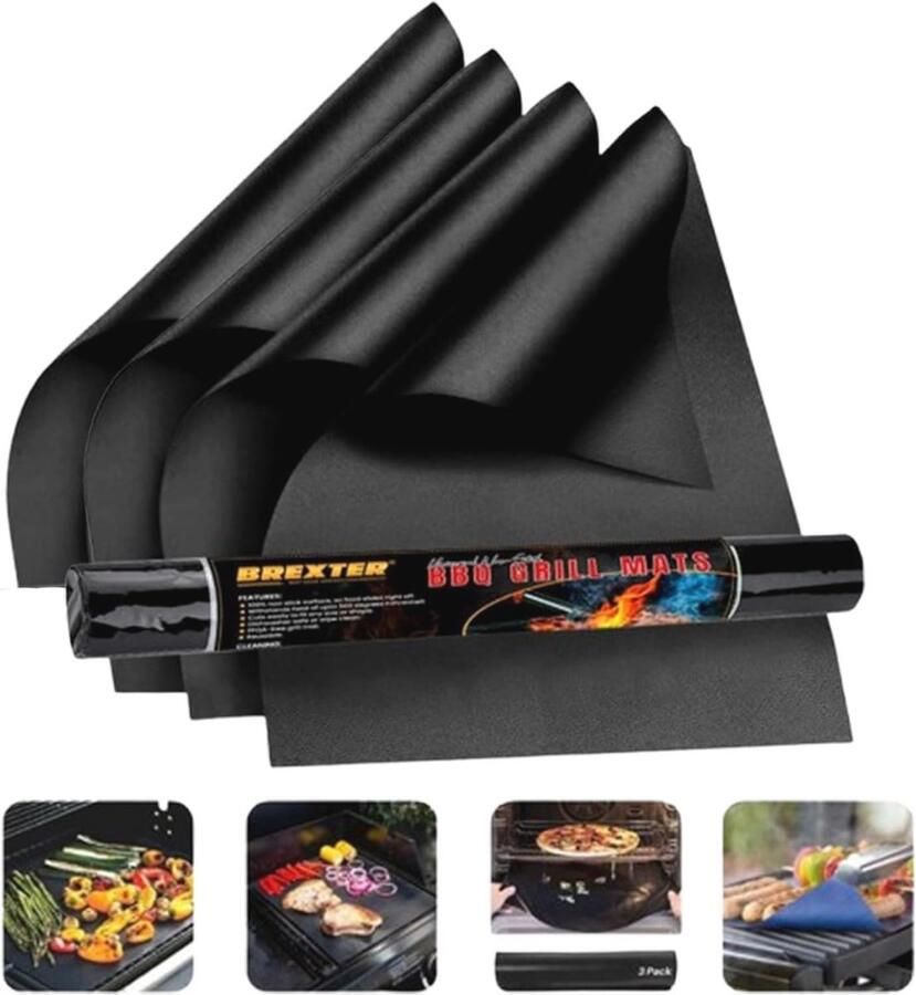 Set van 4 extra dikke ovenvoeringen 40x50 cm Herbruikbare antiaanbakmatten voor ovens en barbecues