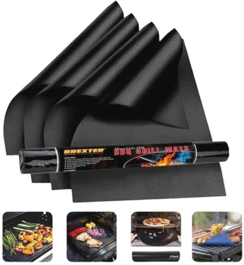 Set van 4 extra dikke ovenvoeringen 40x50 cm Herbruikbare antiaanbakmatten voor ovens en barbecues