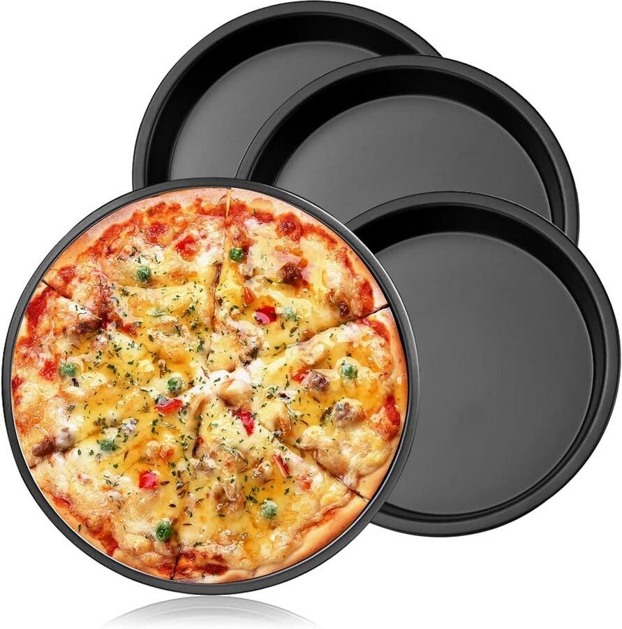 Set van 4 Geperforeerde Pizzaplaten Rond Ø30 cm Anti-aanbak Bakplaat voor Oven en Airfryer