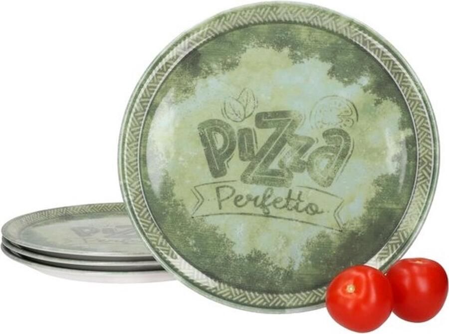 Set van 4 Grote Groene Pizzaborden van Porselein Ø 31 5 cm Stapelbaar