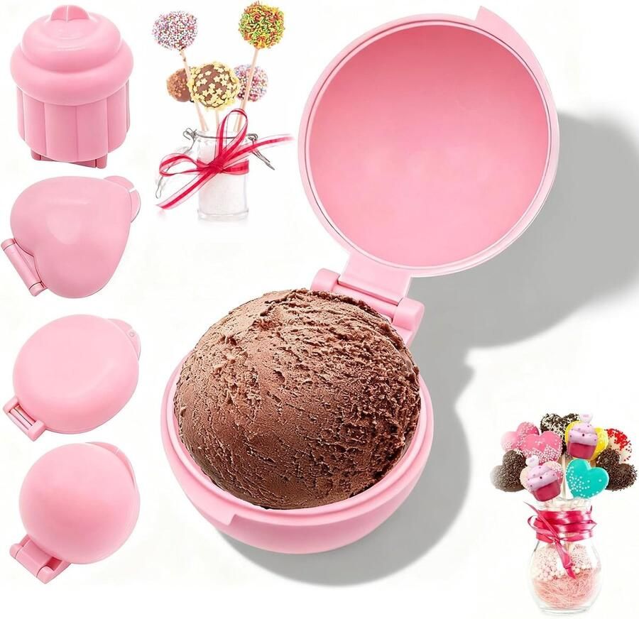 Set van 4 Hartvormige en Ronde Mallen voor Cake Pops en Cupcakes Ideale Bakaccessoires voor Kinderen en DIY Keukenprojecten