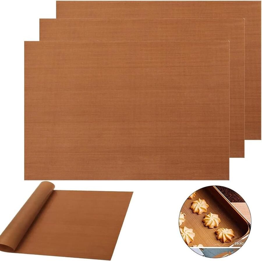 Set van 4 Herbruikbare Bakbladen Antiaanbak Coating Warmtebestendige Matten voor Oven 30 x 40 cm Perfect voor Bakken en Koken