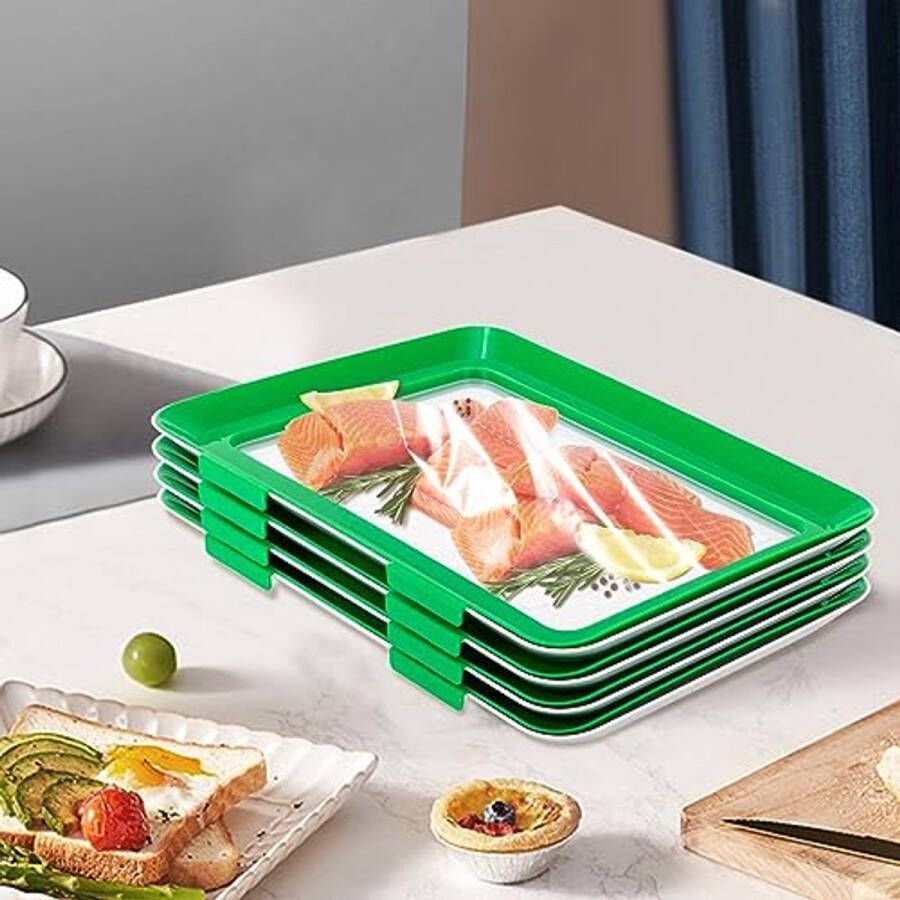 Set van 4 herbruikbare voedselopbergdozen met vacuümafdichting veelzijdig ruimtebesparend en afwasbaar