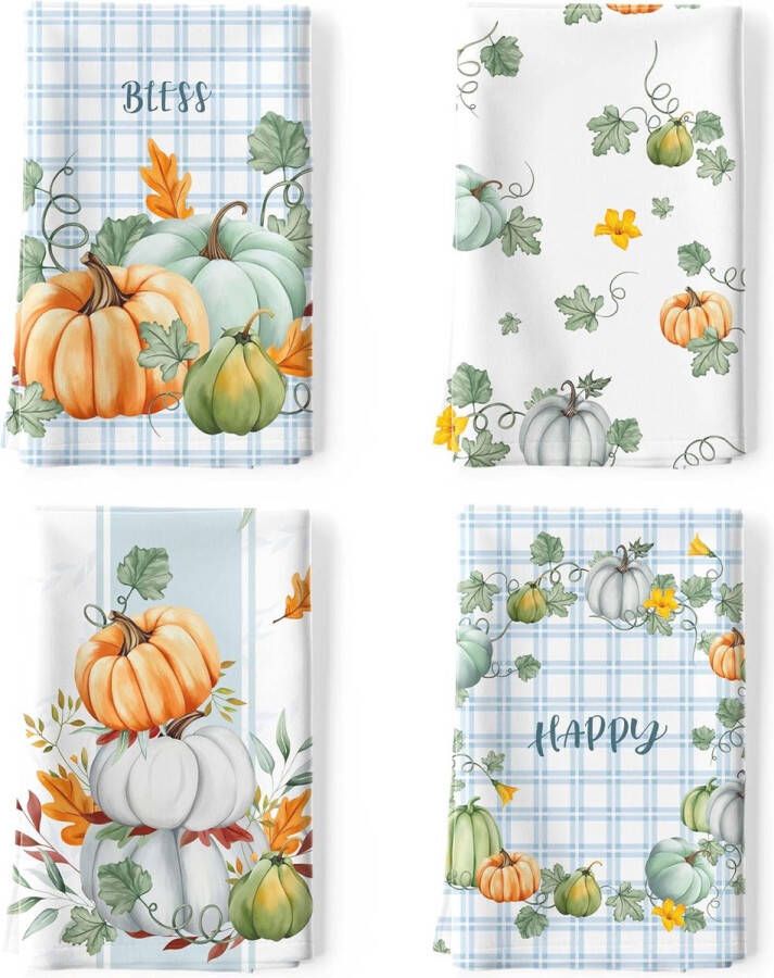 Set van 4 Herfst Keukendoeken 100% Katoen Sneldrogend Multifunctioneel Perfect voor Keuken en Cadeaus